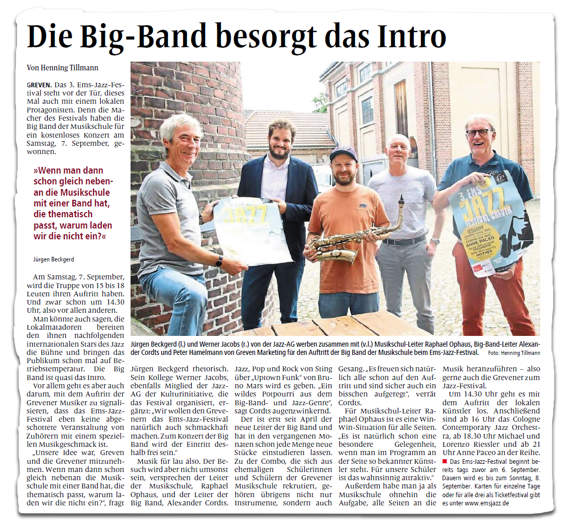 EJF: Zeitungsbericht Big-Band - WN - 29.08.2024